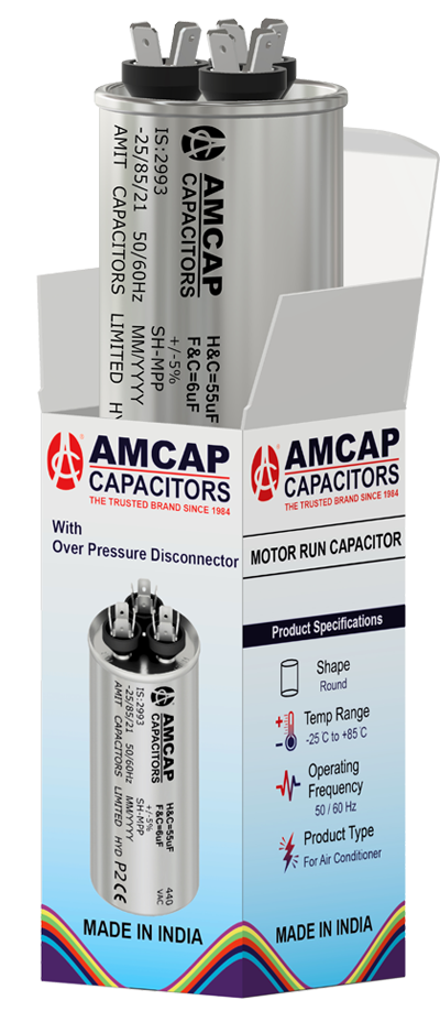 AMCAP air conditioning capacitor with mono carton, oil filled air conditiong capacitor with monocarton